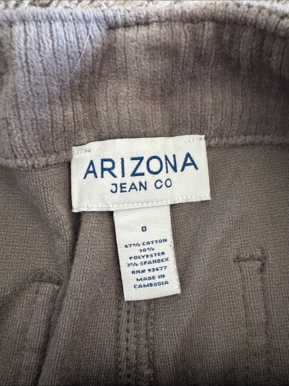 NWT Arizona Jean Company Charcoal Wide-Leg Corduroy Cargo Pants / E7 - Picture 5 of 6